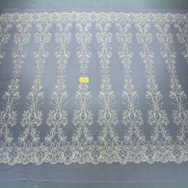 

10 ярдов сиреневой ткани с модным африканским дизайном, блестящей вышивкой и сетчатым кружевом с приклеенными блестками для свадебных или вечерних платьев