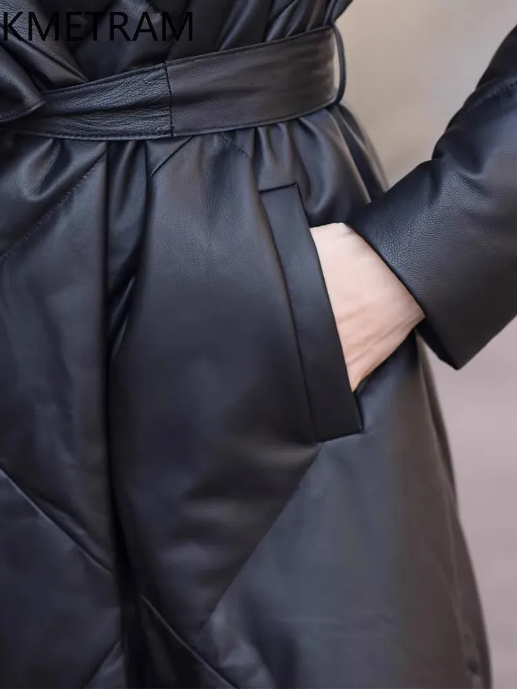 KMETRAM Piumino in vera pelle di pecora naturale 2025 Nero Donna Abbigliamento Inverno Lungo Nuovo Capispalla manteaux hiver femme