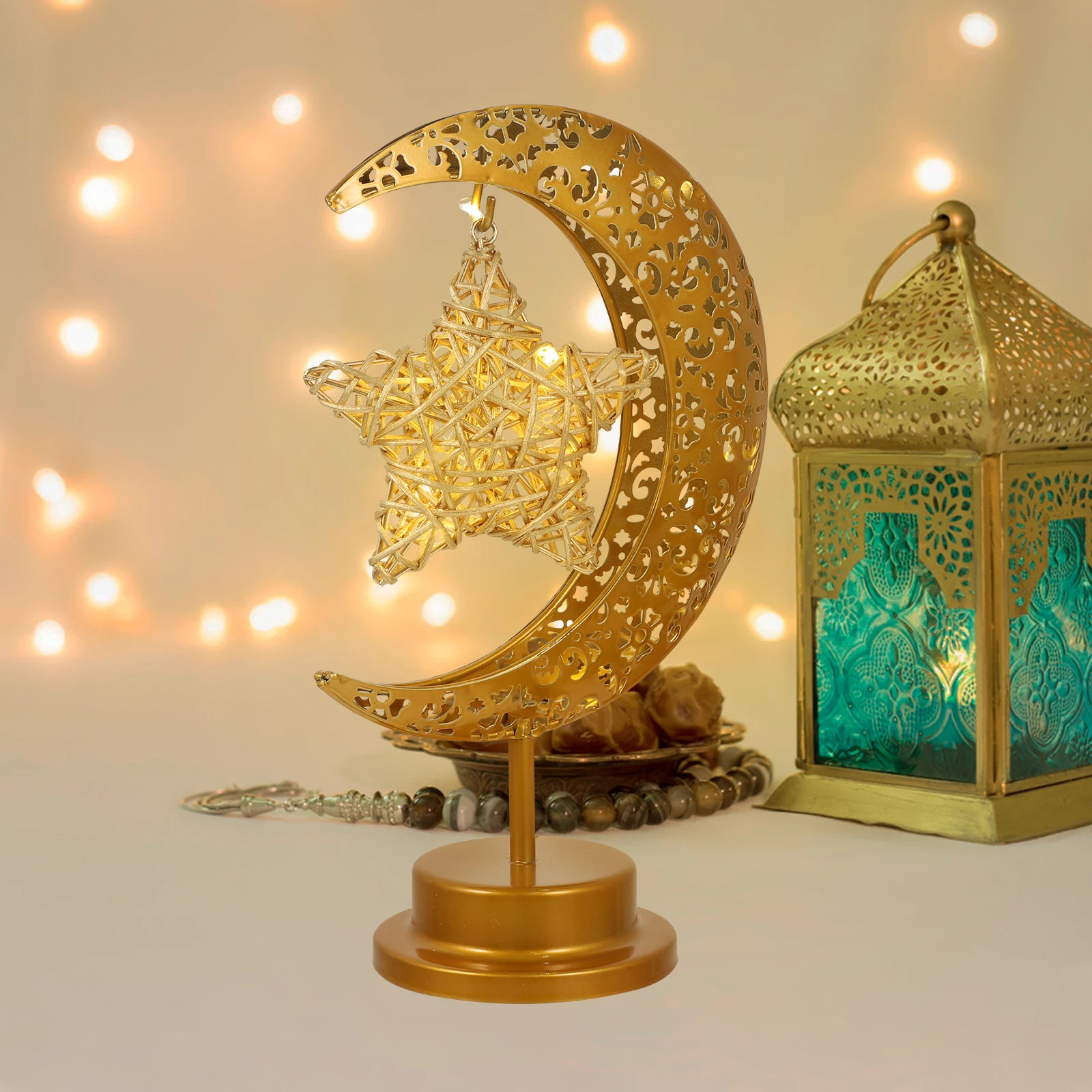 

Moon Table Small Bedroom Lamp Metal Rattan Bedside Light Eid Ramadan Small Table Lamp Size Living Bedroom Study