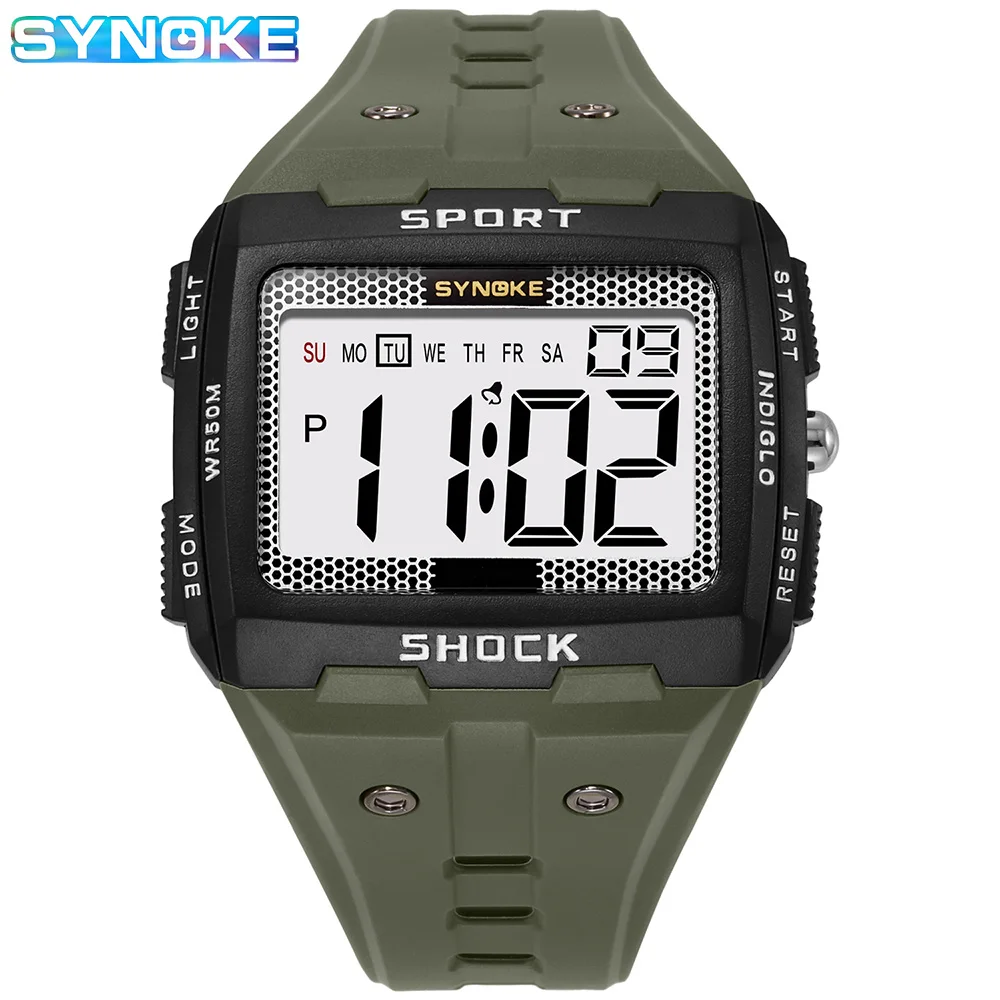 Digital Watch Men Mountaineering Waterproof Shock Resist Large Screen Outdoor Running Student Fashion Sport Watch SYNOKE