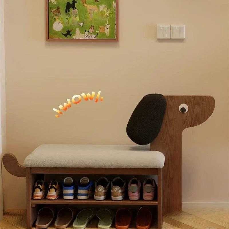 النمط الصيني، جرو، مقعد تغيير الأحذية، باب، منزلي، لطيف، إبداعي، رف أحذية