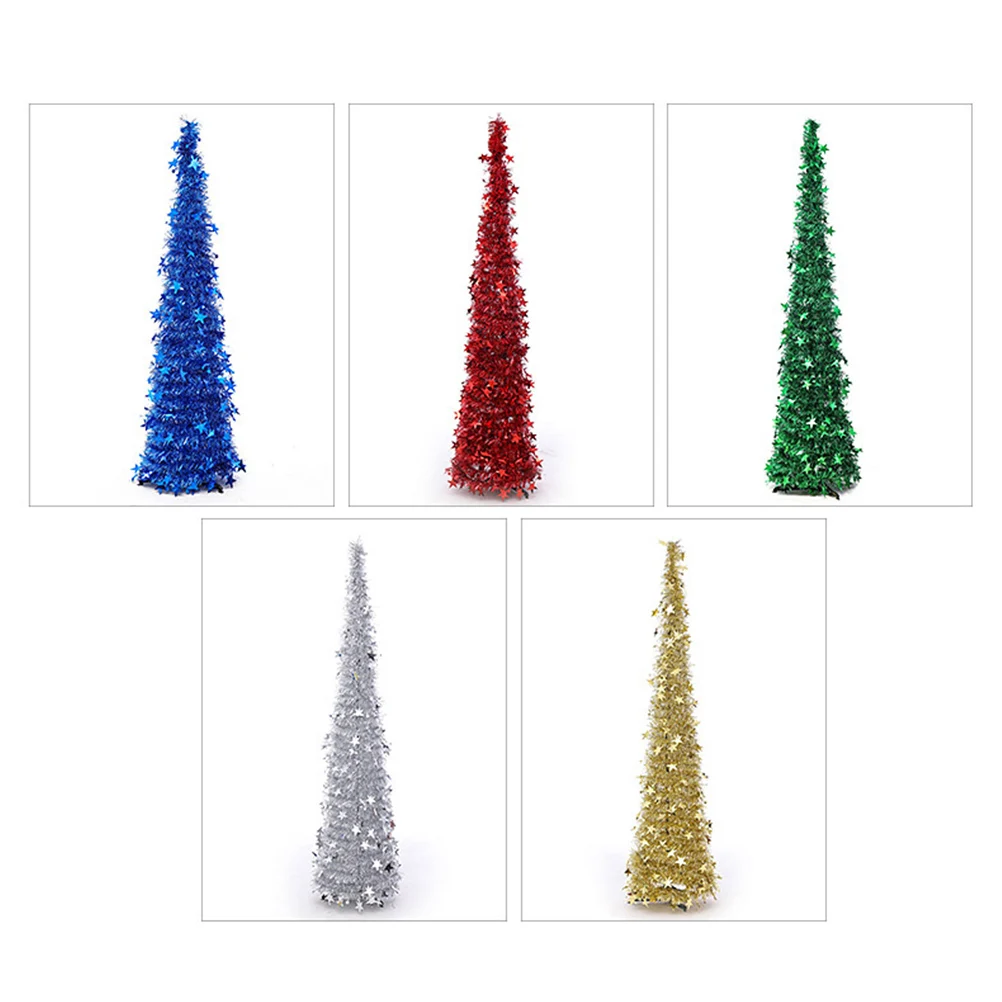 

120 Cm Retractable Christmas Tree Porch Cartoon Ornaments Decor Tabletop Drop down Telescopic Pop up Xmas Plastic White