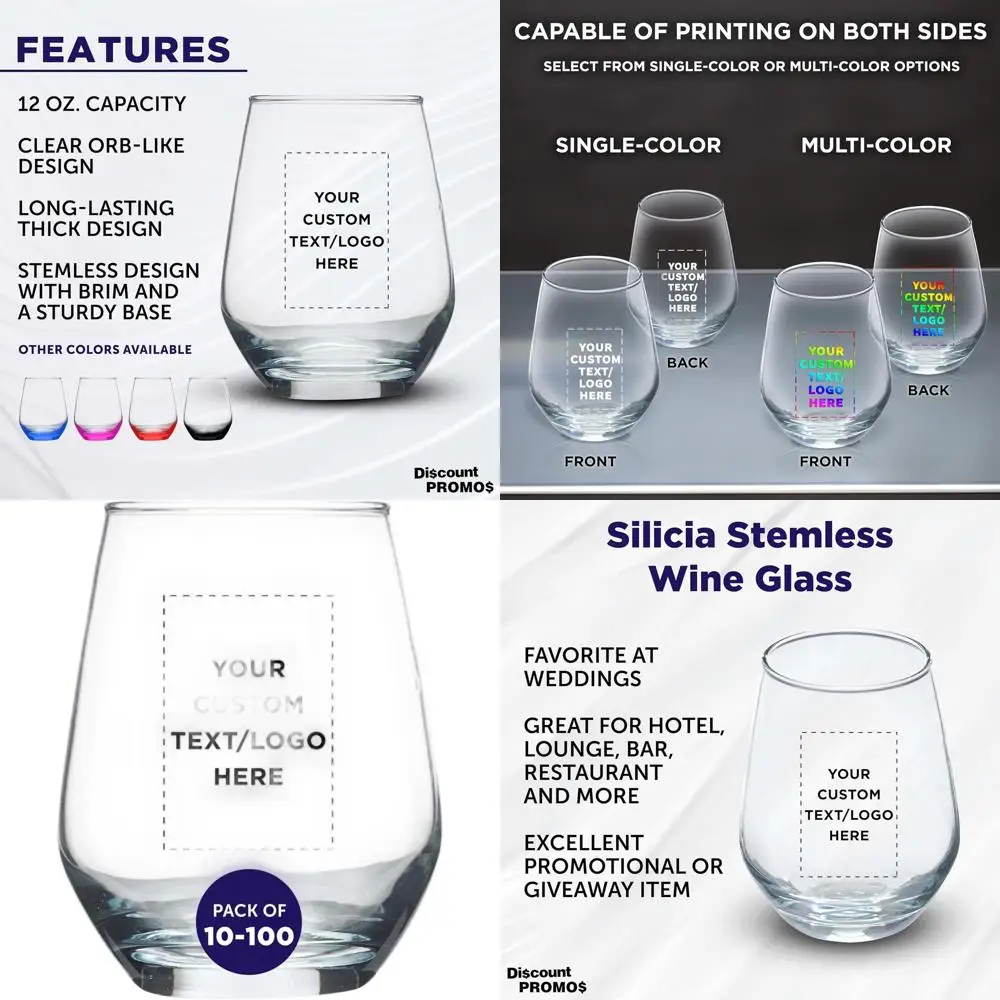 

Набор из 10/50 персонализированных кружек объемом 12 унций. Бокалы для вина без ножки — идеально подходят для ресторанов, красного и белого вина, коктейлей — прозрачное стекло