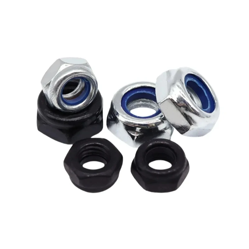 Carbon Steel Hex Nylon Insert Self Lock Nut White Black Non Slip Lock Nut 4 40 to 3 8 16