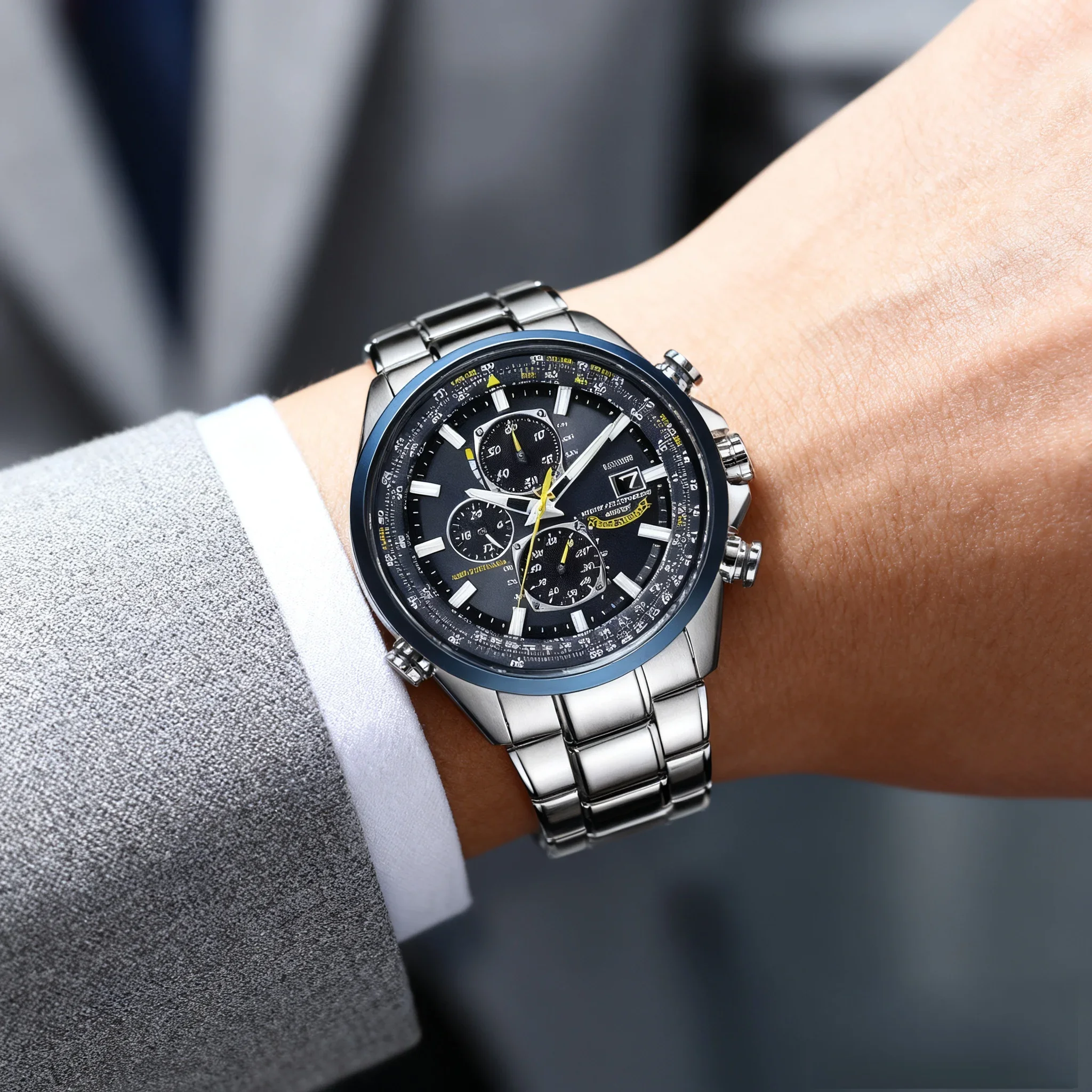 High Quality Men's Watches Luxurious Trends Night Light Multifunctional Timing Stainless Steel Date Quartz Watches Men's Gifts