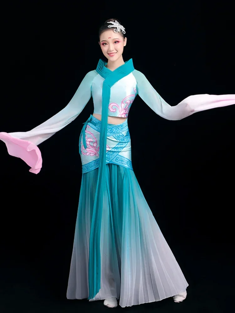 Classical Water Sleeve Dacne Clothing Traditional Yangko Costume Chinese Style Hanfu Dance Costume National Fan Dance Outfit