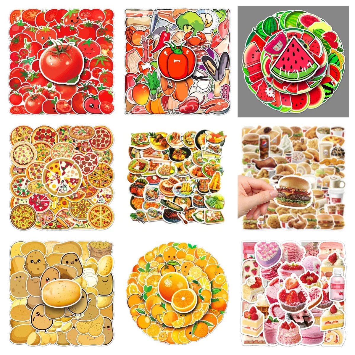 10/30/50PCS Green Food fruit Sticker Decoration Notebook Guitar Suitcase Mobile Mouse Pad Scrapbook Waterproof Sticker Wholesale