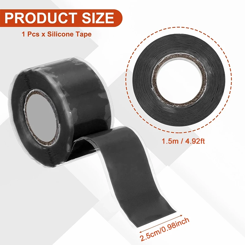 Self Fusing Silicone Tape Super Strong Waterproof High Temperature Resistant Stretchable Tape for Pipe Hose Marine Leak Repair