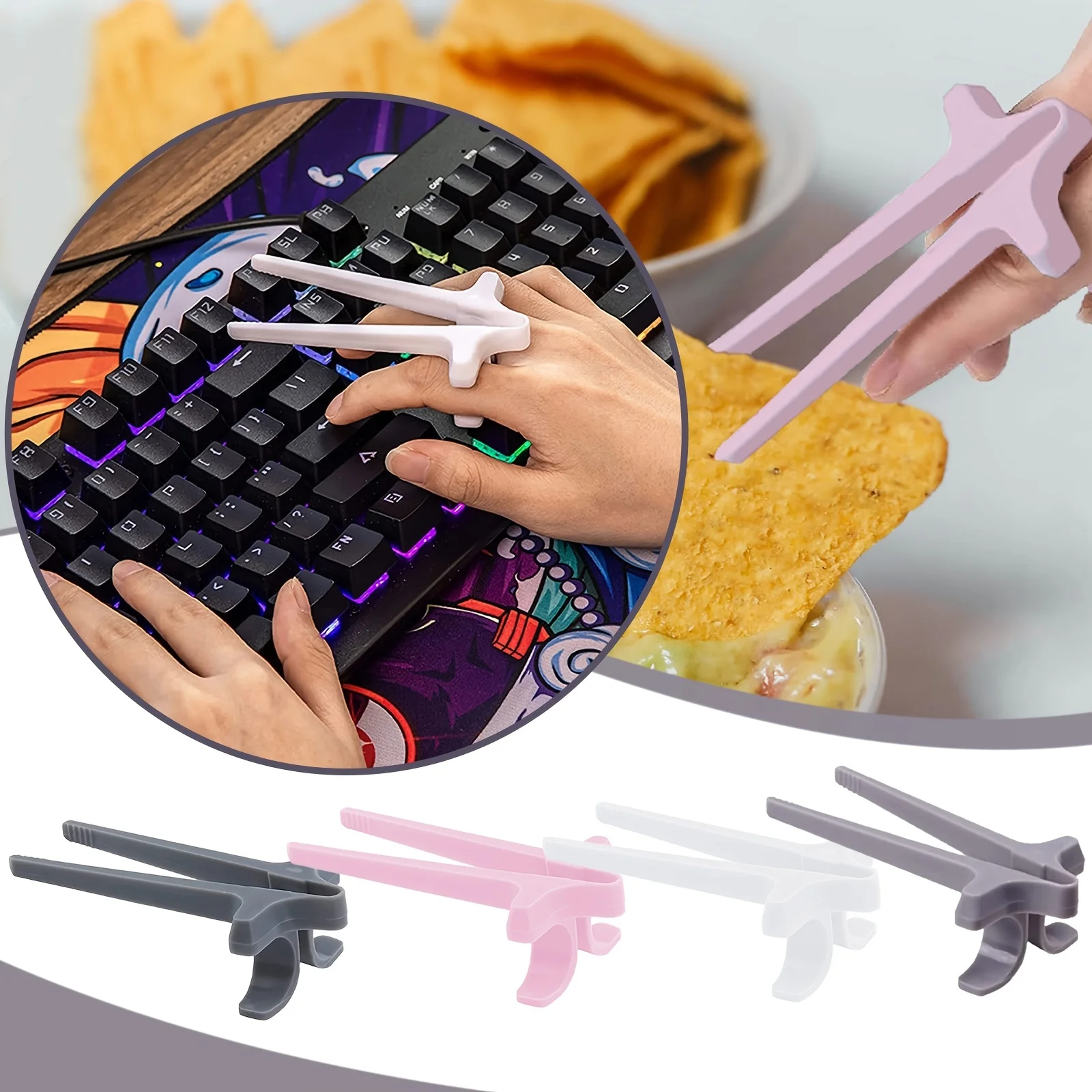 

Lazy finger chopsticks, auxiliary clip, not dirty hands and are easy to use when playing games, 5PCs