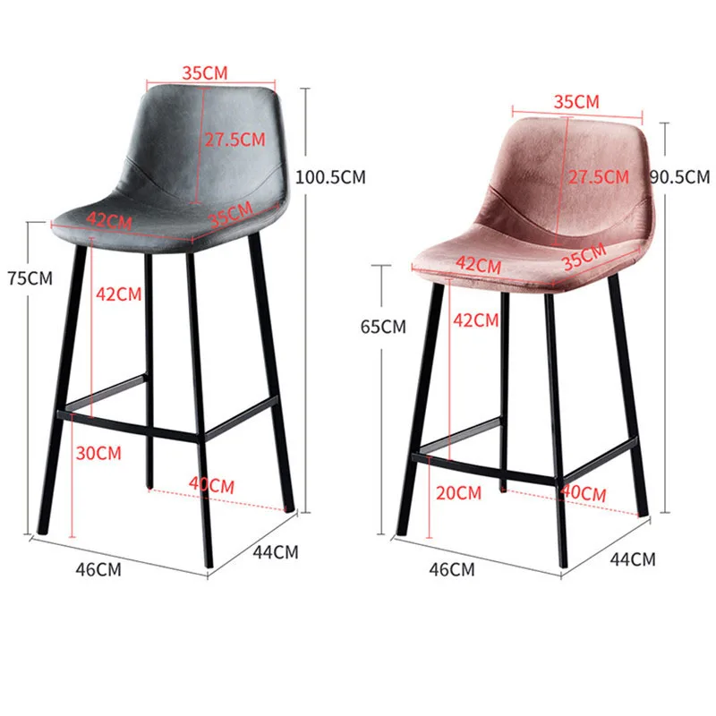 Custom Backrest Bar Chair, Leisure High Stool, Mobiliário do Hotel, Restaurante Barstool, Cadeiras de Bar, Luz e Luxo, MC, 65 cm, 75cm