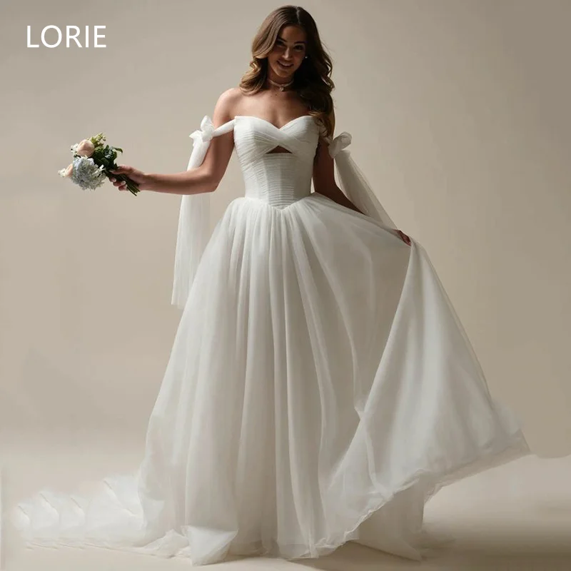 

LORIE Off Shoulder Tulle A-line Sexy Wedding Dress Bow Bridal Gowns Sweetheart Backless Wedding Gown Customized 2025