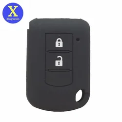 Xinyuexin Silicone Rubber Car Key Cover Case for Mitsubishi ASX Outlander Lancer EX Galant Pajero 2016 2017 2 Button Holder Bag