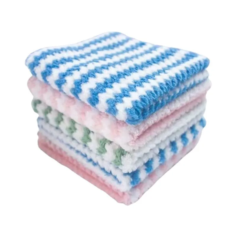 Coral Velvet Dishwashing Cloth Kitchen Absorbent Scouring Cloth Cationic Wiping Thickened Daily Dishwashing and Pot Cleaning