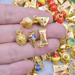 4Pcs/Lot DIY Cute Enamel Candy Birthday Cake Chocolate Doughnut Pendant Jewelry Wholesale kawaii Food Ice Cream подвески Making