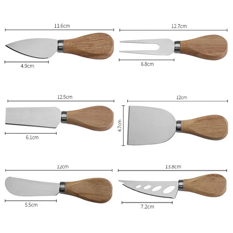 6/4pcs Exquisite Cheese Knives Set Stainless Steel Fork Spreader Collection Walnut Handle Cheese Slicer with Gift Box