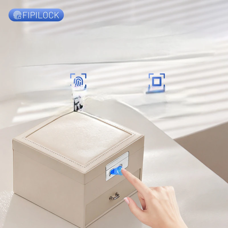 FIPILOCK Smart Fingerprint Lock for Jewelry Box Zinc Alloy Embedded Anti-Theft Lock Catch Storage Box Bag Accessories