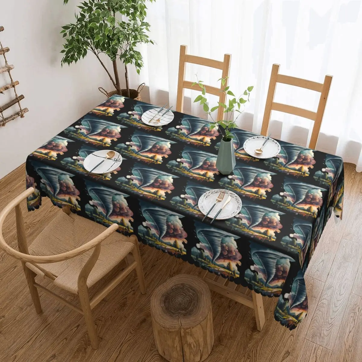 Fantasy World Tornado Apocalypse Tablecloth Restaurant Kitchen Rectangular Tablecloth Festival Party Outdoor Dining Table Cover