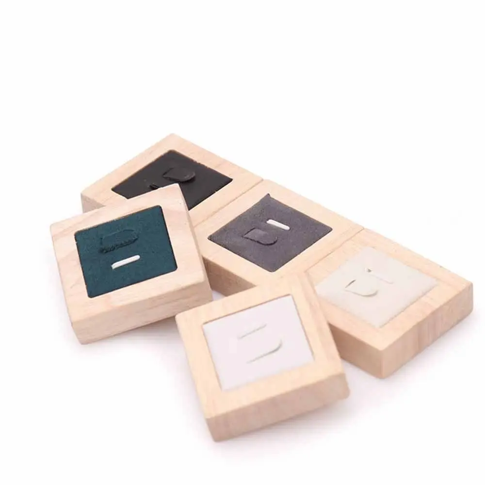 Ring Holder Case Wooden Jewelry Show Props Ring Display Rack Jewelry Display Earrings Rings Organizer Solid Color
