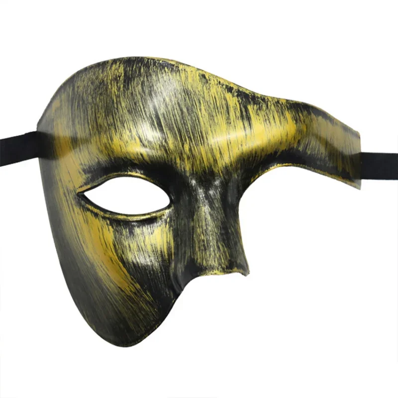 Men's One Eye Mask Makeup Ball Phantom Retro Colored Half Face Eye Mask Opera Phantom Hand Drawn Masks Halloween Ball