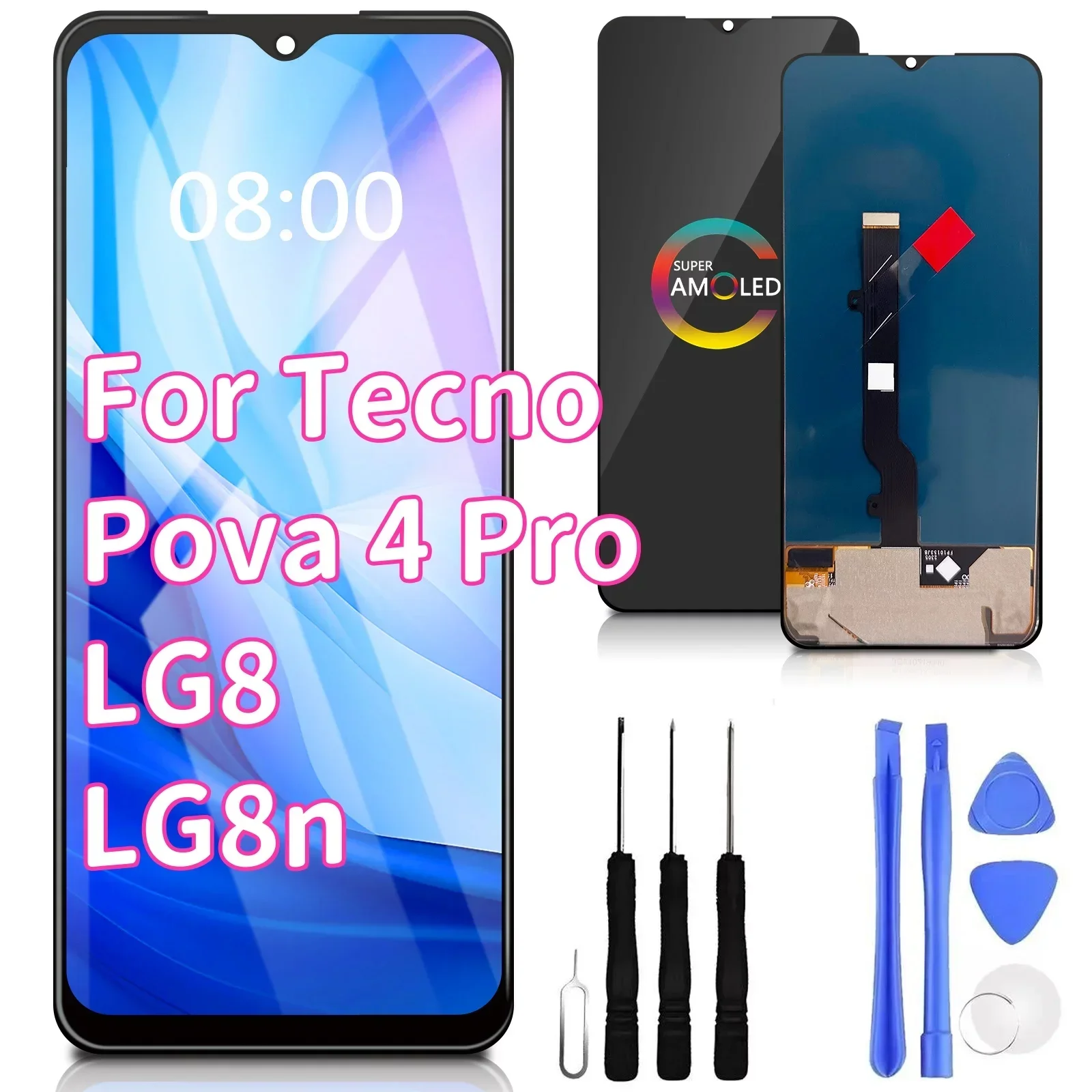 

6.66" For Tecno Pova 4 Pro 4Pro LCD LG8n LG8 Display Touch Screen Digitizer Panel Assembly Replacement Repair Parts pantalla