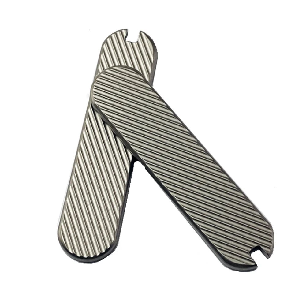 1Pair Titanium Alloy Chip Modified TC4 Handle Patch for DIY Knife Handle Material Making for 58 mm Swiss Knife, Style B