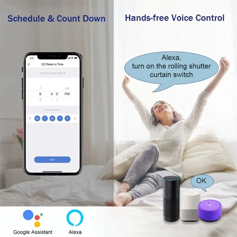 Wifi Connected Roller Shutter Switch Tuya Smart Curtain Module Blinds Motor 433Mhz telecomando per Alexa Google Home