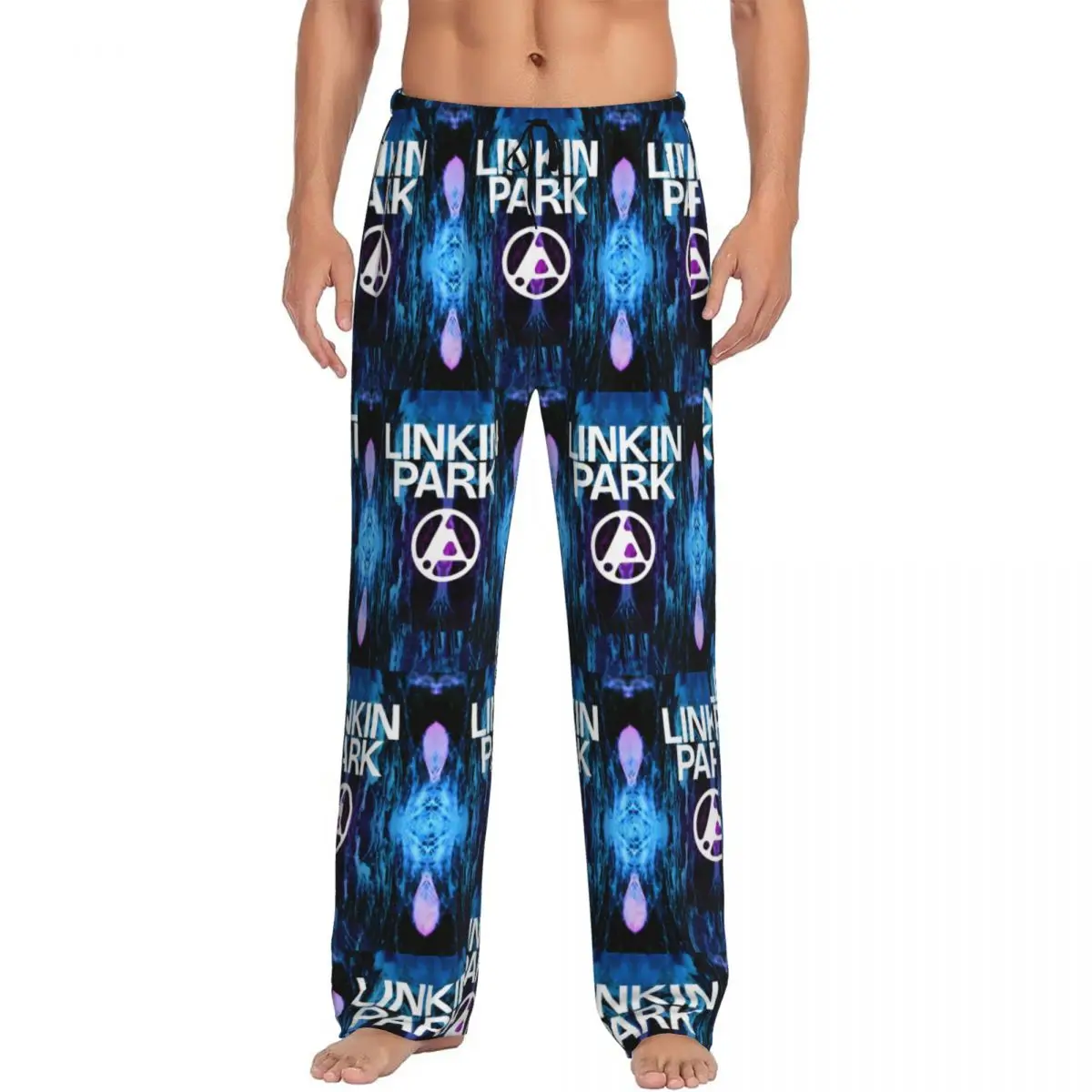 Personalizado impresso masculino l-linkins marca parksclassic calças de pijama quente pijamas sleep lounge bottoms com bolsos