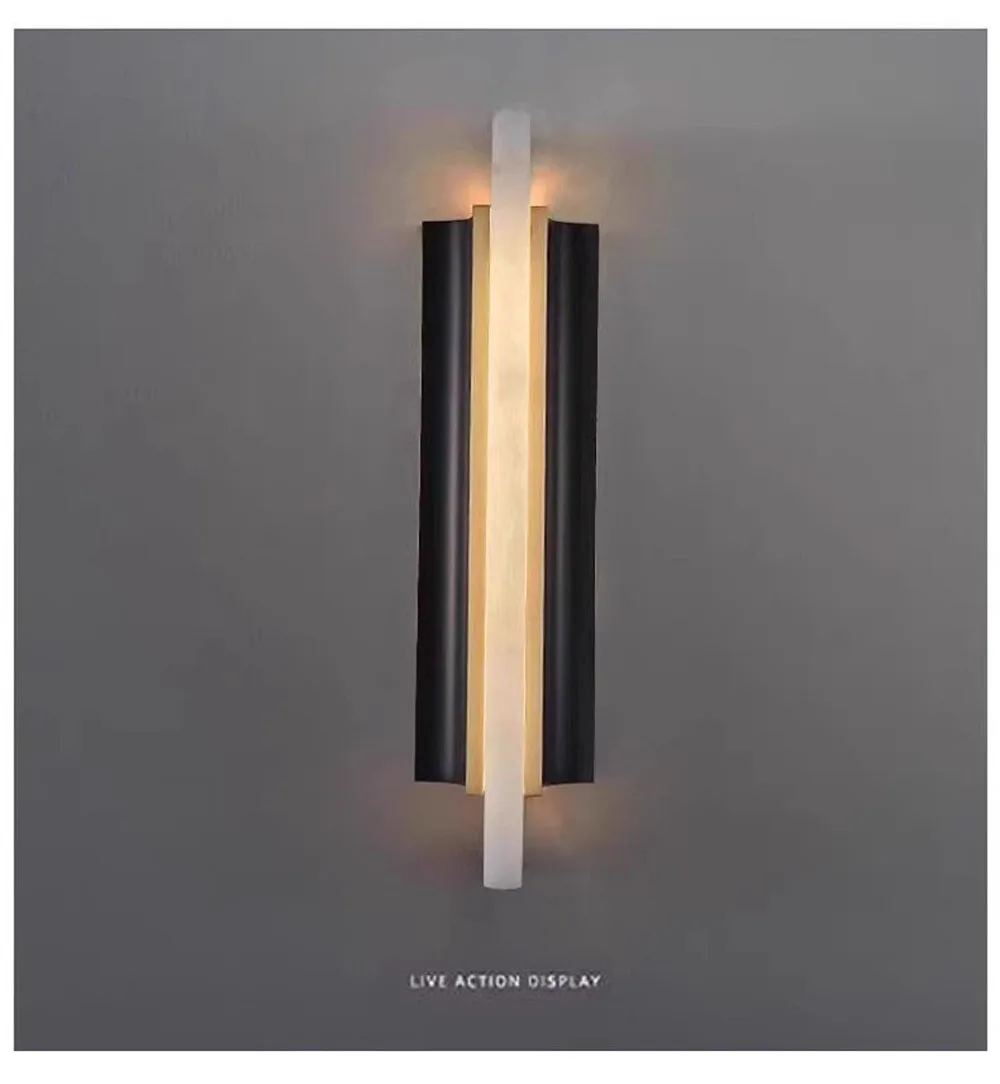 الحديثة غرفة نوم السرير الجدار مصباح بسيط الإبداعية الفاخرة غرفة المعيشة الممر الممر حائط الخلفية النحاس المرمر الجدار مصباح #4