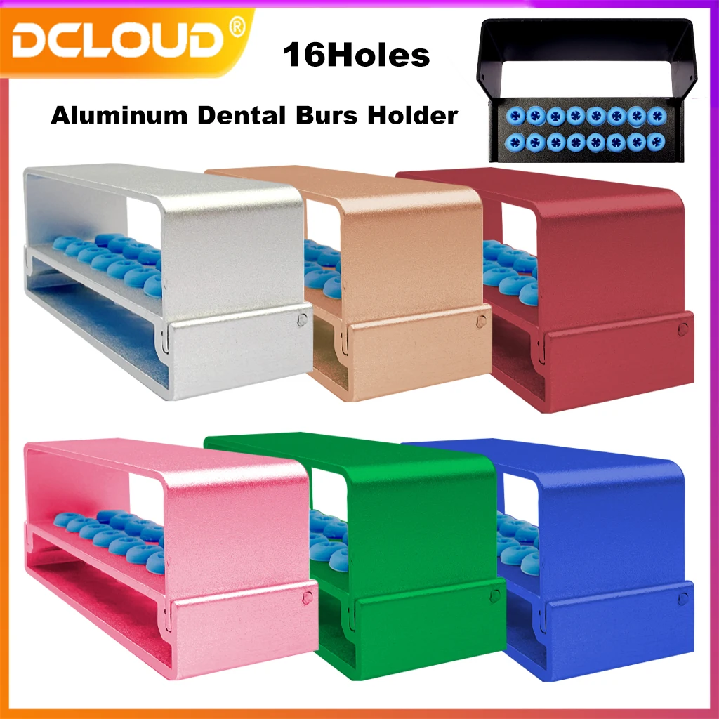 16Holes Dental Burs Holder Sterilization Silicone Cover For High/low Speed Burs Autoclavable Block Case Dentistry Tool Bur Box