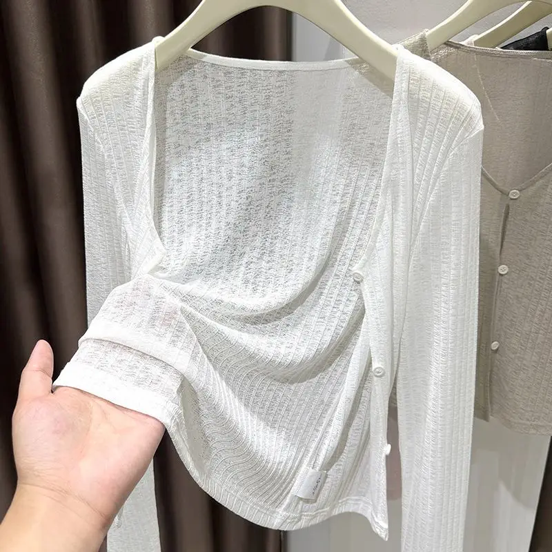 

Легкий летний женский комплект из кружева с V-образным вырезом, больших размеров, для кондиционированных помещений, накидка или пальто