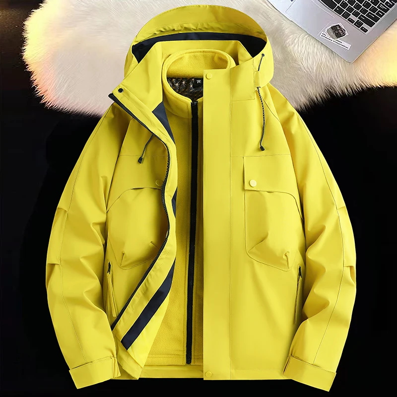 

Outdoor Windbreaker Hooded Jacket Three-in-oneCotton-padded Men's Jacket Outdoor Mountaineering Suit Men's New Autumn and Winter