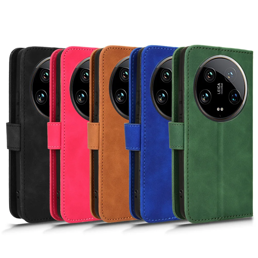 حافظة لهاتف Xiaomi 14 Ultra مصنوعة من الجلد الفاخر ومحفظة فاخرة بفتحة متعددة للبطاقات وغطاء للكتاب وحقائب الهاتف Capa Funda coque