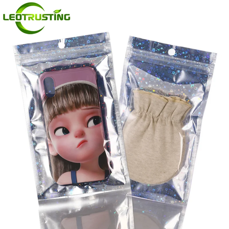 

100PCS Flat Clear Laser Star Ziplock Bag DIY Holographic Matcha Cocoa Sugar Snack Jewelry Toys Gift Hanging Packaging Pouches