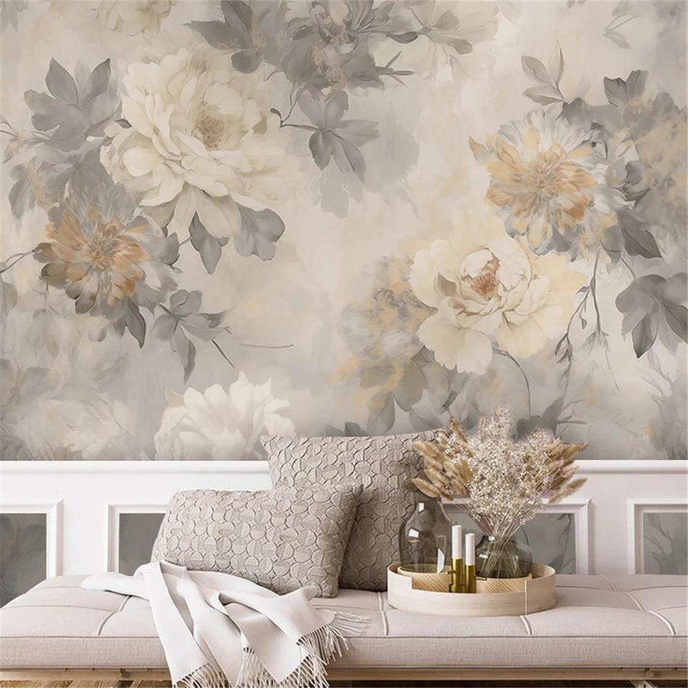 Custom Nordic minimalist American Mural Wallpaper Modern Living Room TV Sofa Background 3D Retro flower Wall paper wall Painting