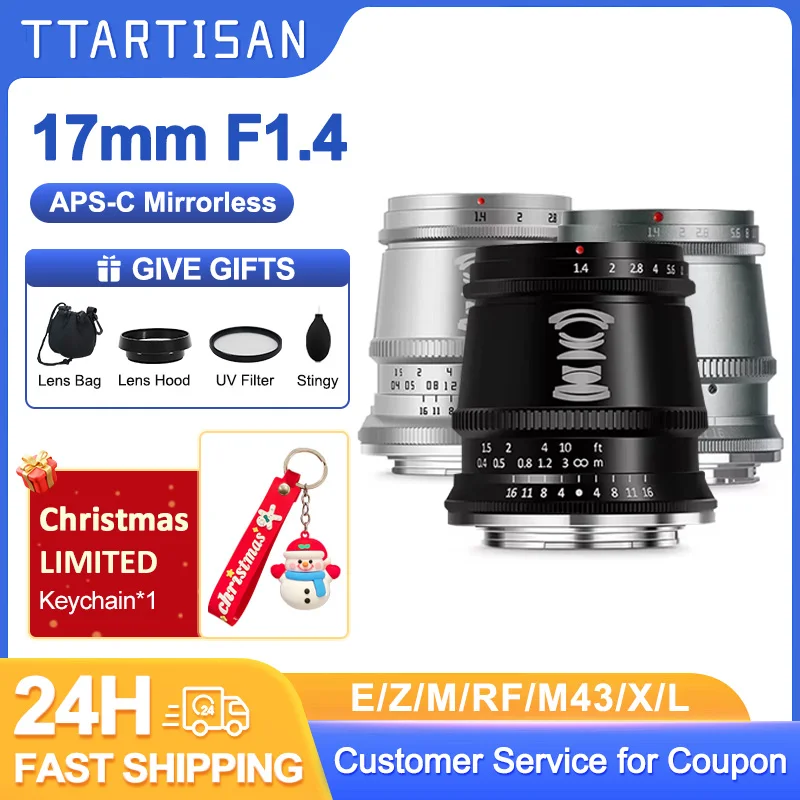 TTArtisan 17mm F1.4 APS-C Manual Focus Prime Fixed Portrait Lens for Sony E Fujifilm XF M4/3 Canon EOS M RF Nikon Z Leica L