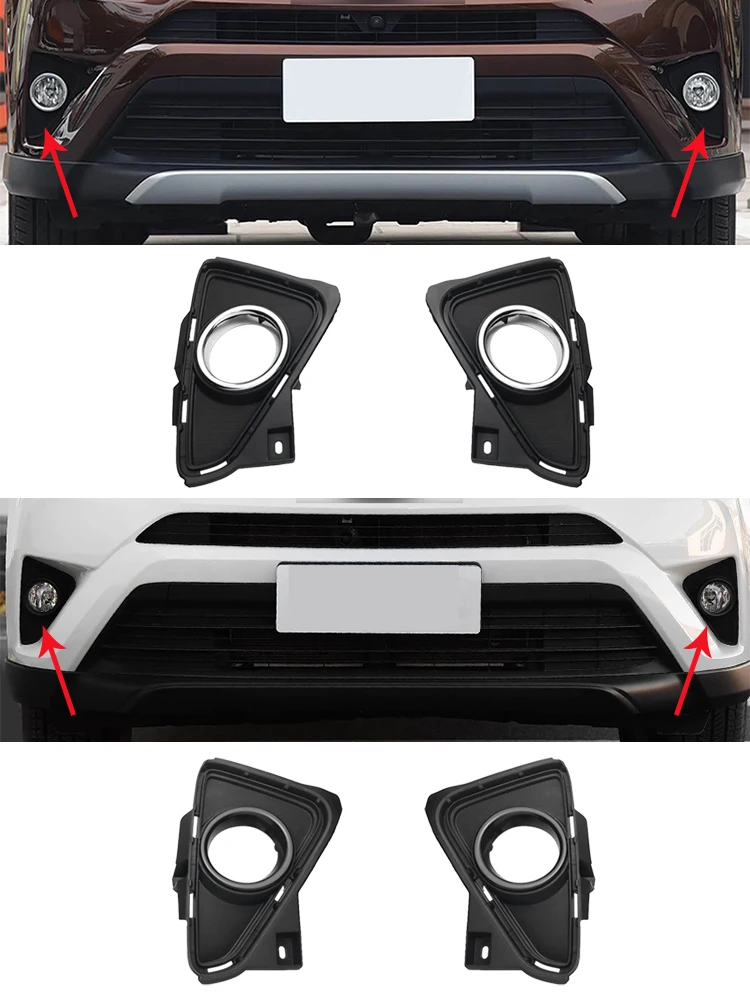 For Toyota RAV4 2016 2017 2018 2019 Front Bumper Fog Light Frame Trim Cover Daytime Running Lamp Hood Cap