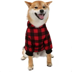 Pet Dog Simple Two Legged Sweater With Black And Red Plaid Pattern Hoodie Clothes Small Dog Soft Warm Winter Dog Coat Outfits