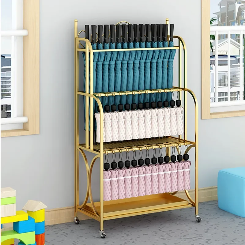 Large Capacity Umbrella Stand – Commercial Multi-Layer Storage Rack for Hotel Lobby or Classroom, Rain Gear Display System