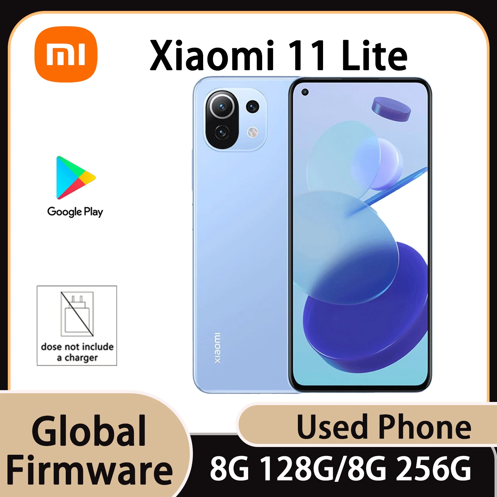 Global Firmware Xiaomi Mi 11 Lite 5G Snapdragon 4250mAh HyperOS 800nits Bluetooth 5.2 Side Fingerprint Used Phone No Charger
