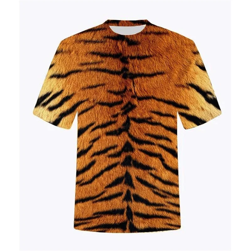 Creative Tiger Pattern Children's Clothing Summer Short Sleeve Kids T Shirt Fashion Funny Round Neck Outdoor Girl Clothes Tops