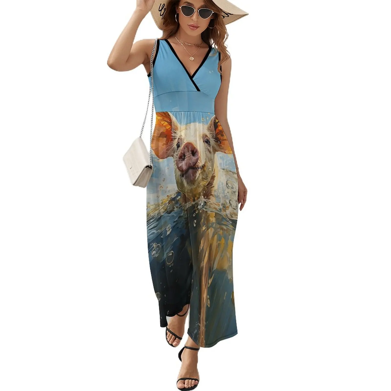 

Piggy the Paddling Pork Sleeveless Dress evening dress woman Woman clothes Female dress Women's summer dresses