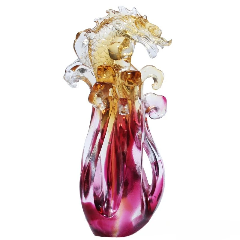 Glazed ornaments, Chinese dragon handicrafts, opening gifts, office boss table, wine cabinet, entrance decoration, national