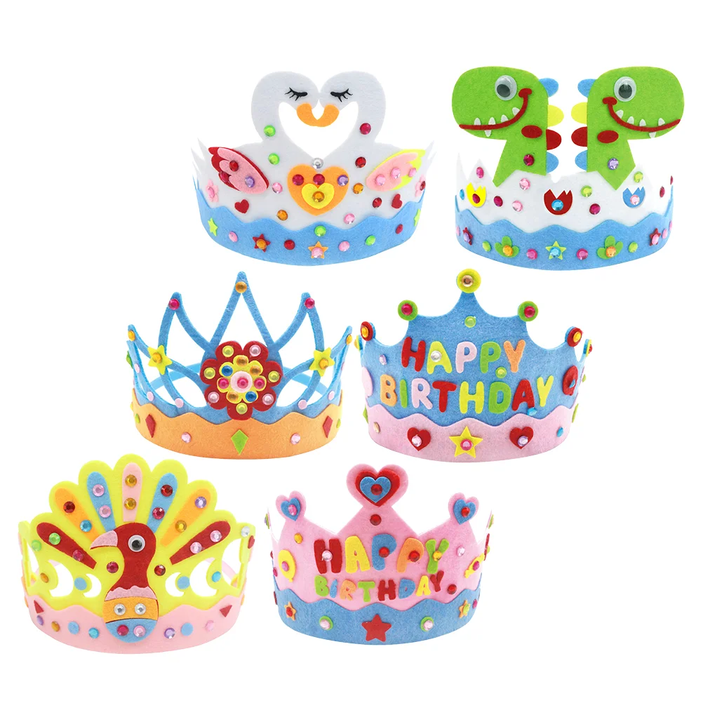 

6 Pcs Crown Pack Style Headdress Prop The DIY Felt Party Hats Creative Tiara Accessories Little Girl