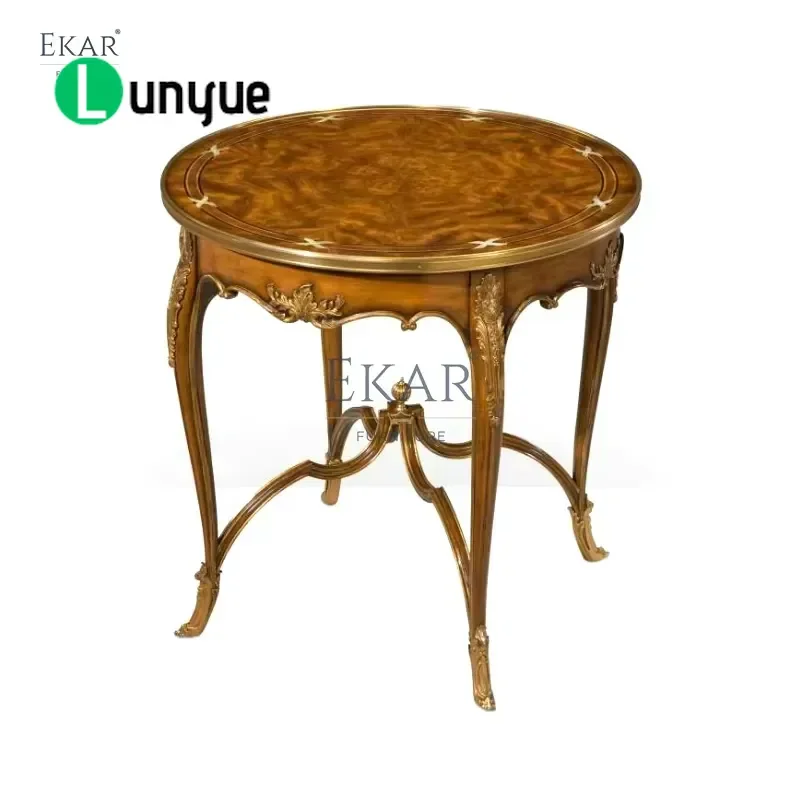 British Classic Solid Wood Round Coffee Table Elegant Functional Living Room Furniture Decor Design