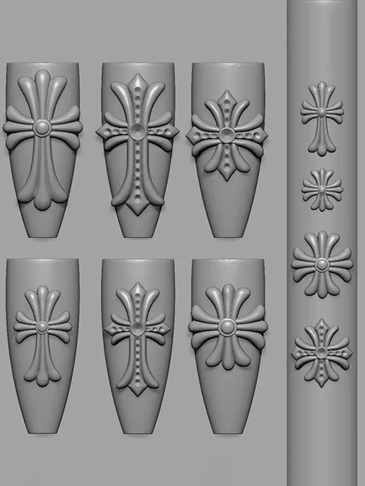 Molde de Piezas Cruzadas para Uñas, Molde de Silicona 3D en Relieve, Plantilla de Diseño DIY Reutilizable, Decoraciones de Arte de Uñas, Herramientas de Manicura 6