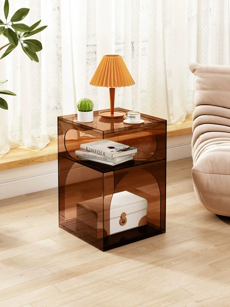 Luxury Acrylic Coffee Table,Living Room Sofa,Transparent Edge Cabinet,Storage Rack,Bedroom Bedside Tables,Furniture,Customized