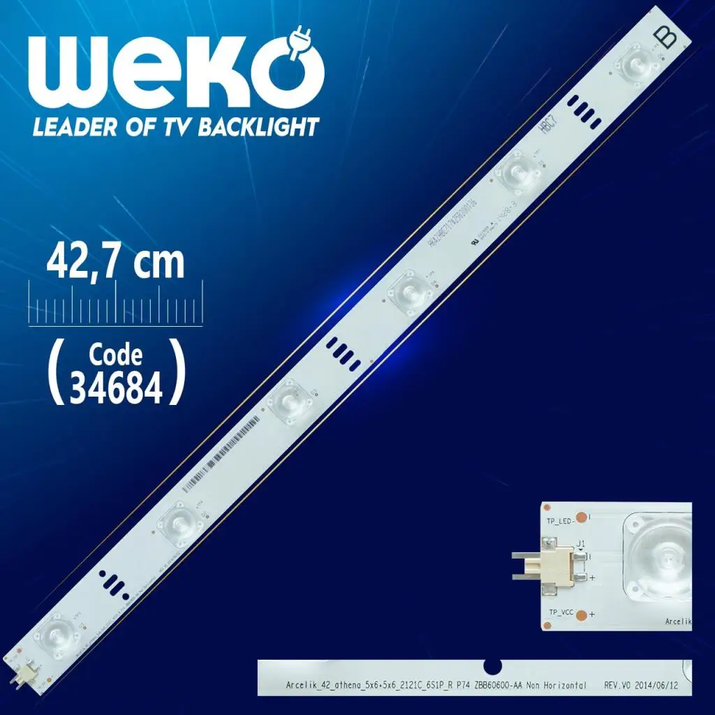 ARCELİK_42_ATHENA _ 5 X6 + 5 X6 _ 2121C _ 6 S1P _ R P74 ZBB60600-AA NON HORİZONTAL REV.V0 42,7 CM 6 LED (WK-20)