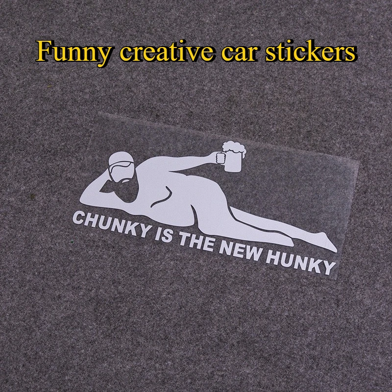 1pc funny creative car sticker of a lying fat man warning about keeping a safe distance decorative car decal