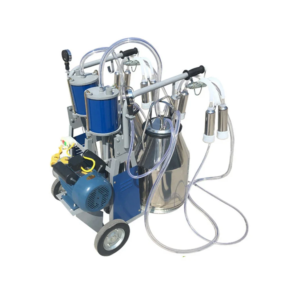 High quality and high efficiency gasoline motor integrated vacuum double barrel dairy cow goat milking machine