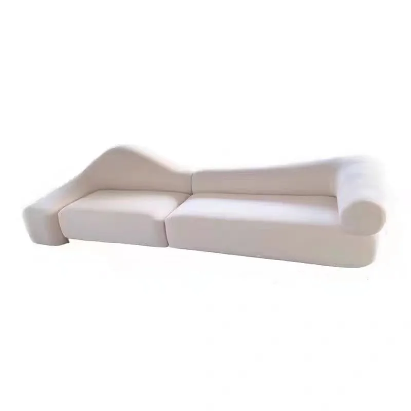 Sofa Cream Wind Light Luxury Villa Large Flat Floor Living Room Creative Special-shaped Arc Fabric Sofa